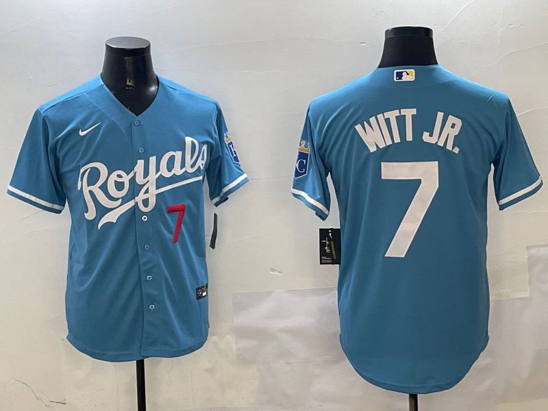 Men Kansas City Royals #7 Witt jr Light Blue Game 2025 Nike MLB Jersey style 4